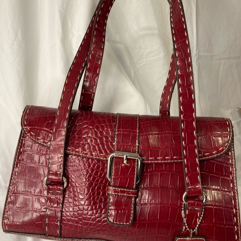 Liz Claiborne Red Crocodile Pattern Shoulder Bag